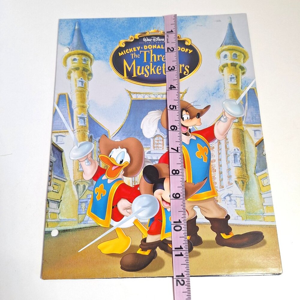 The Three Musketeers Pocket Folder Disney Mickey Donald Goofy 3 Hole Vintage - Picture 4 of 6